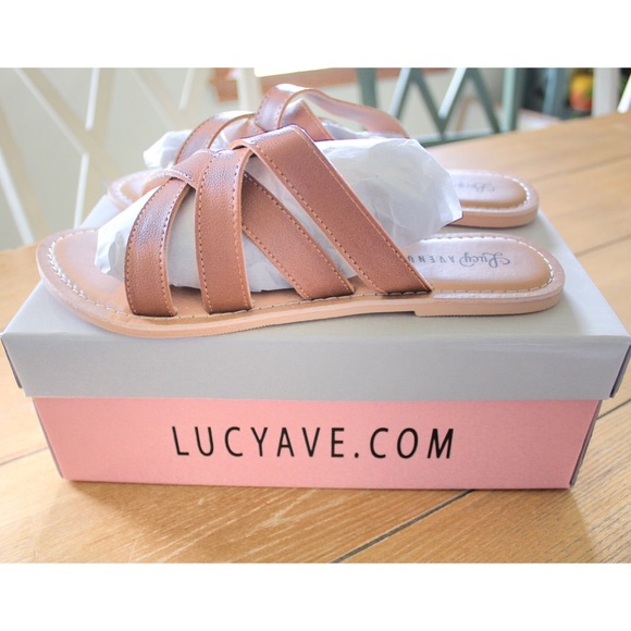 NIB Lucy Avenue Strappy Marley Brown Vegan Leather Backless Sandals Size… - Picture 12 of 12